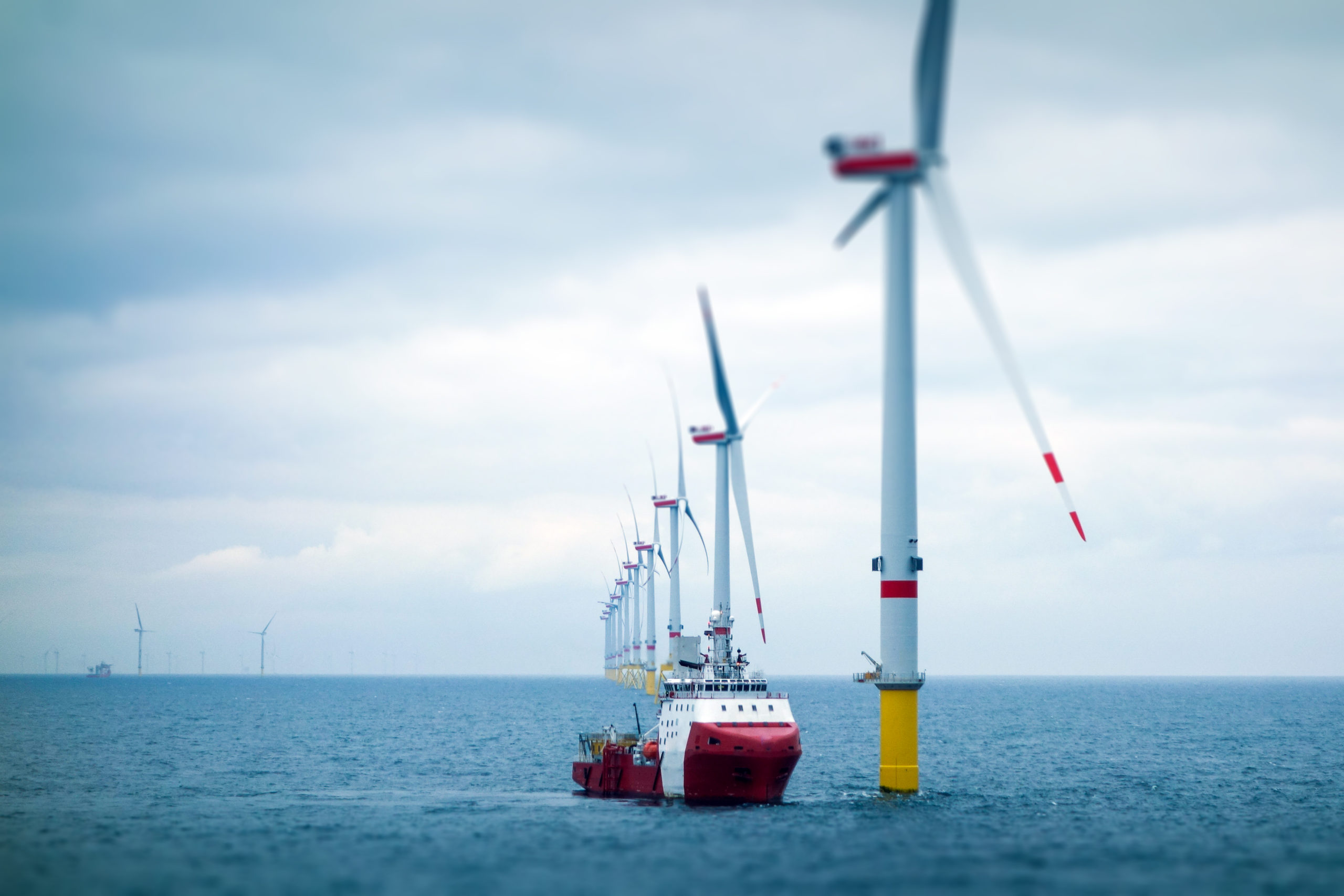 Big Offshore wind-farm with transfer vessel